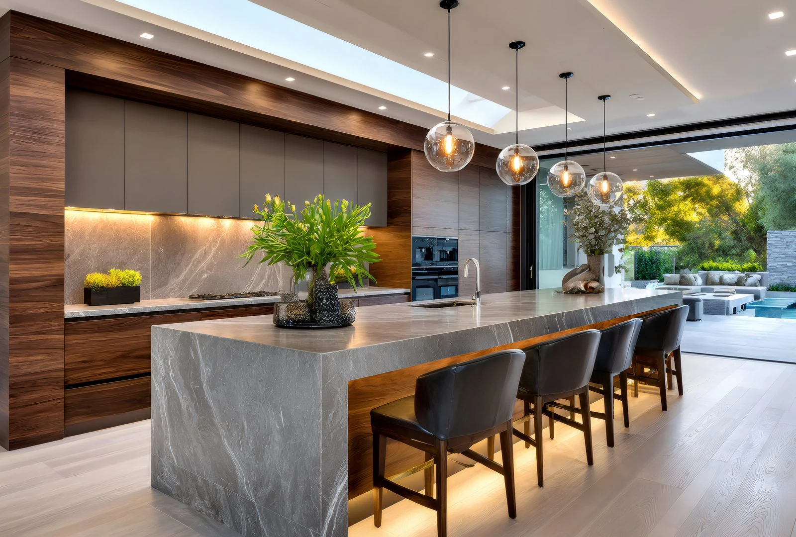 Luxurious marble kitchen in Orange County